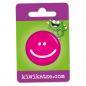 Preview: Ansteckbutton Smiley pink an Eurolochkarte